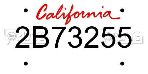 2B73255 California License Plate