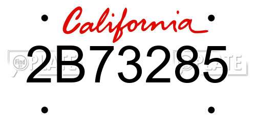 2B73285 California License Plate