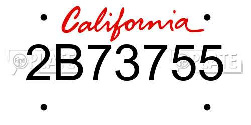 2B73755 California License Plate
