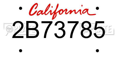 2B73785 California License Plate