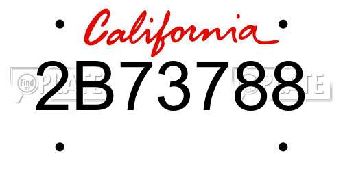 2B73788 California License Plate