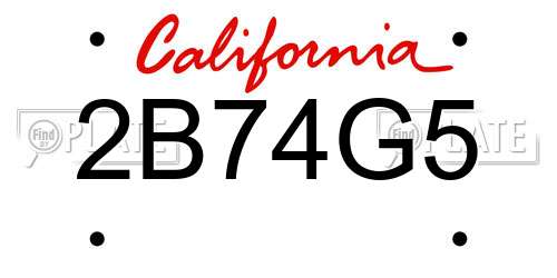 2B74G5 California License Plate