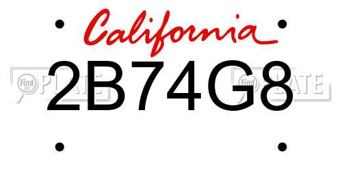 2B74G8 California License Plate
