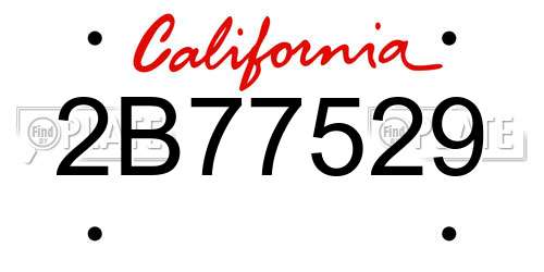 2B77529 California License Plate