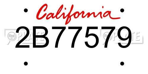 2B77579 California License Plate
