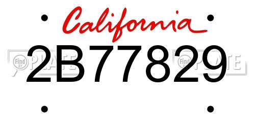 2B77829 California License Plate