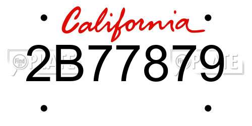 2B77879 California License Plate