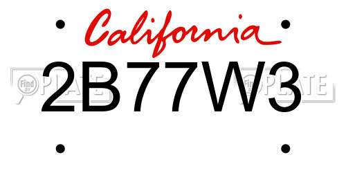 2B77W3 California License Plate