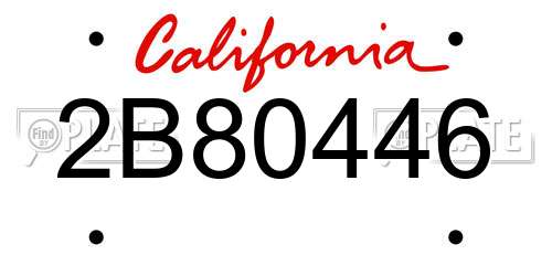 2B80446 California License Plate