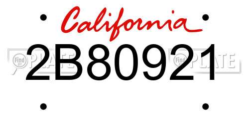 2B80921 California License Plate