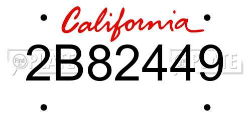 2B82449 California License Plate