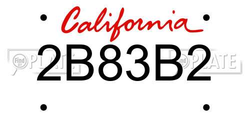 2B83B2 California License Plate