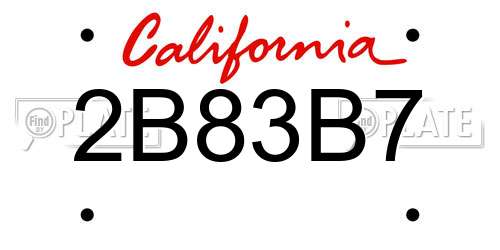 2B83B7 California License Plate