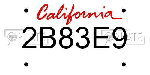 2B83E9 California License Plate