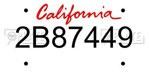 2B87449 California License Plate