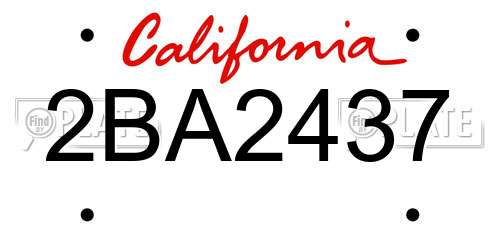 2BA2437 California License Plate