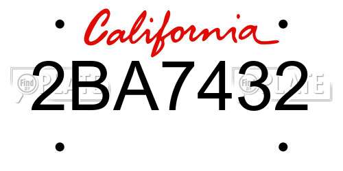 2BA7432 California License Plate