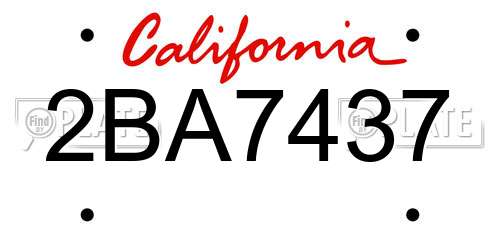 2BA7437 California License Plate
