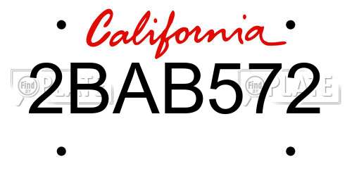 2BAB572 California License Plate