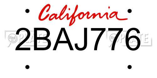 2BAJ776 California License Plate