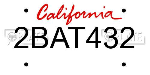 2BAT432 California License Plate