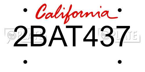 2BAT437 California License Plate