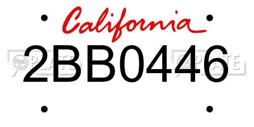 2BB0446 California License Plate
