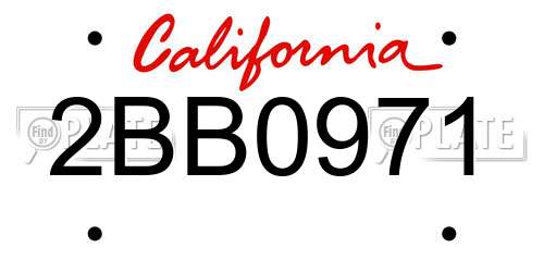 2BB0971 California License Plate
