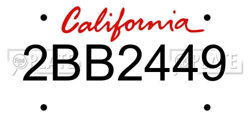 2BB2449 California License Plate