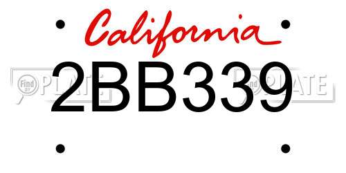 2BB339 California License Plate