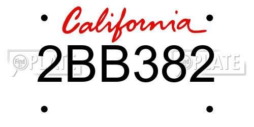 2BB382 California License Plate