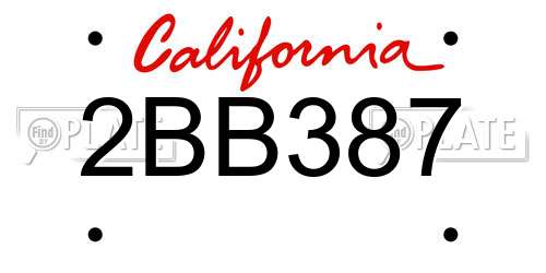 2BB387 California License Plate