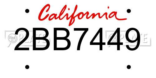 2BB7449 California License Plate