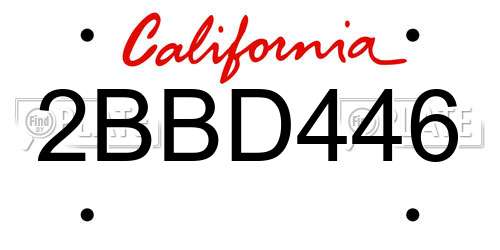 2BBD446 California License Plate