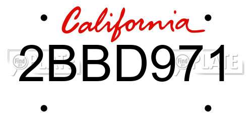 2BBD971 California License Plate