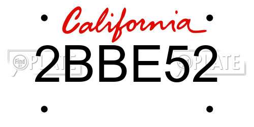 2BBE52 California License Plate