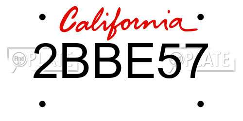 2BBE57 California License Plate