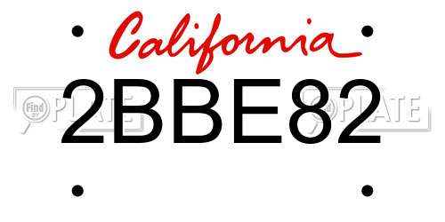 2BBE82 California License Plate