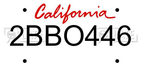 2BBO446 California License Plate
