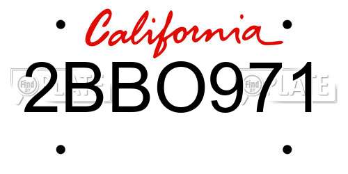 2BBO971 California License Plate