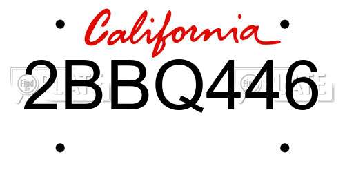 2BBQ446 California License Plate