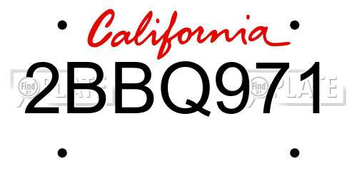 2BBQ971 California License Plate