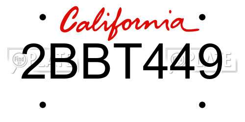 2BBT449 California License Plate