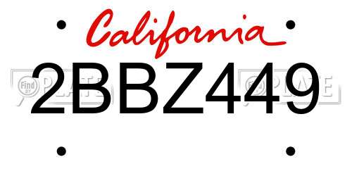 2BBZ449 California License Plate