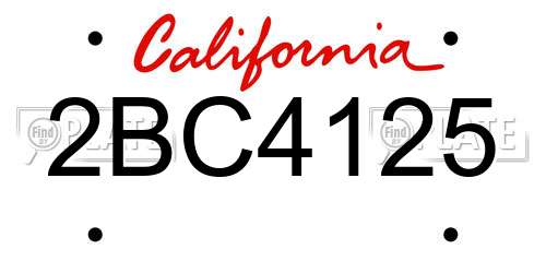 2BC4125 California License Plate