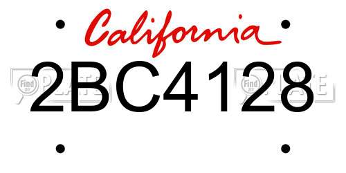 2BC4128 California License Plate