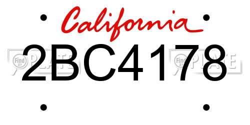 2BC4178 California License Plate
