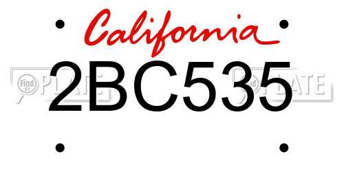 2BC535 California License Plate