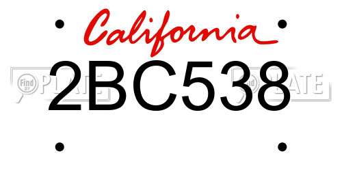 2BC538 California License Plate