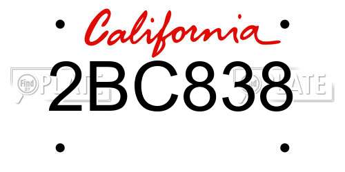 2BC838 California License Plate